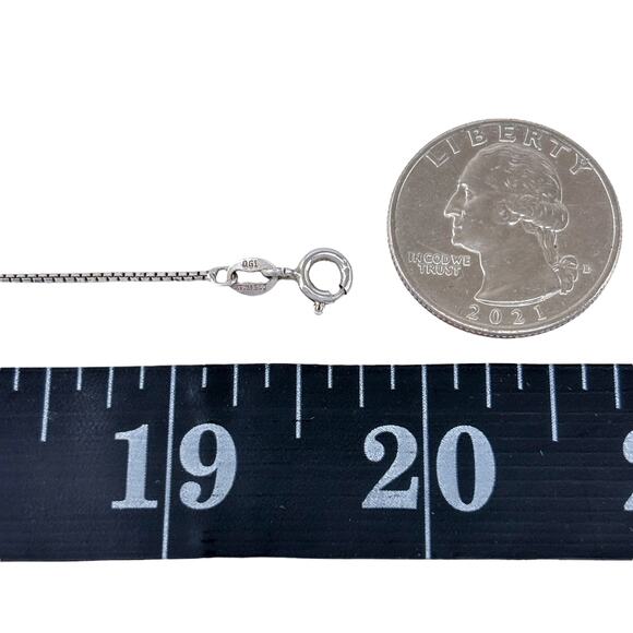 Box Chain Necklace | Italian Vintage Sterling Silver 925 | 17.5"-19.5" - Picture 3 of 4